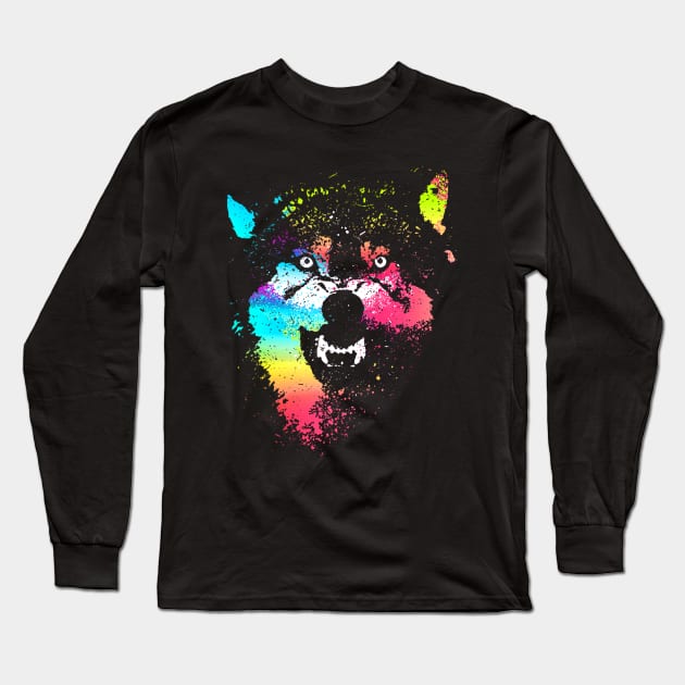 Technicolor Wolf Long Sleeve T-Shirt by clingcling